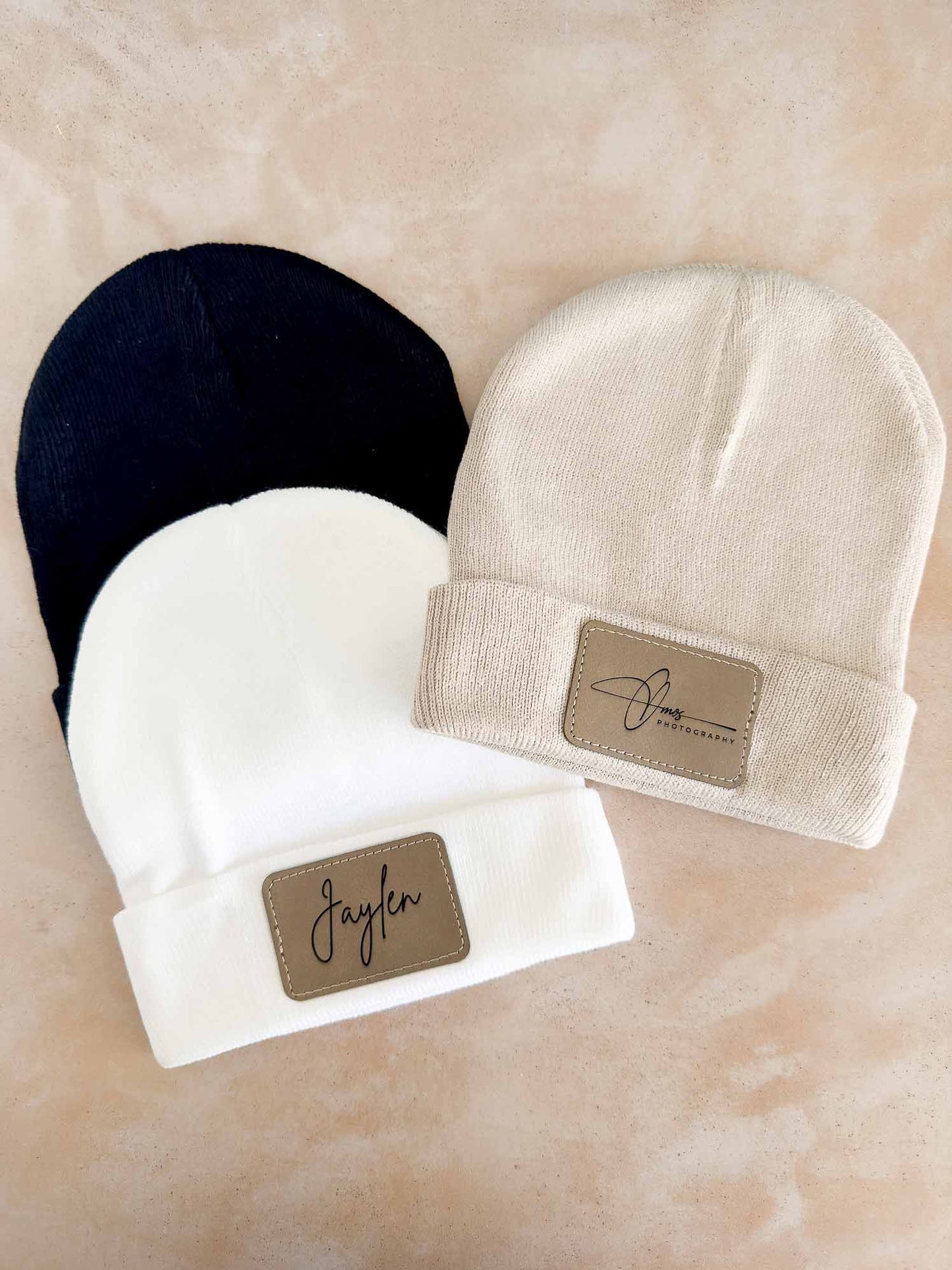 Beanie Personalized Leather Patch