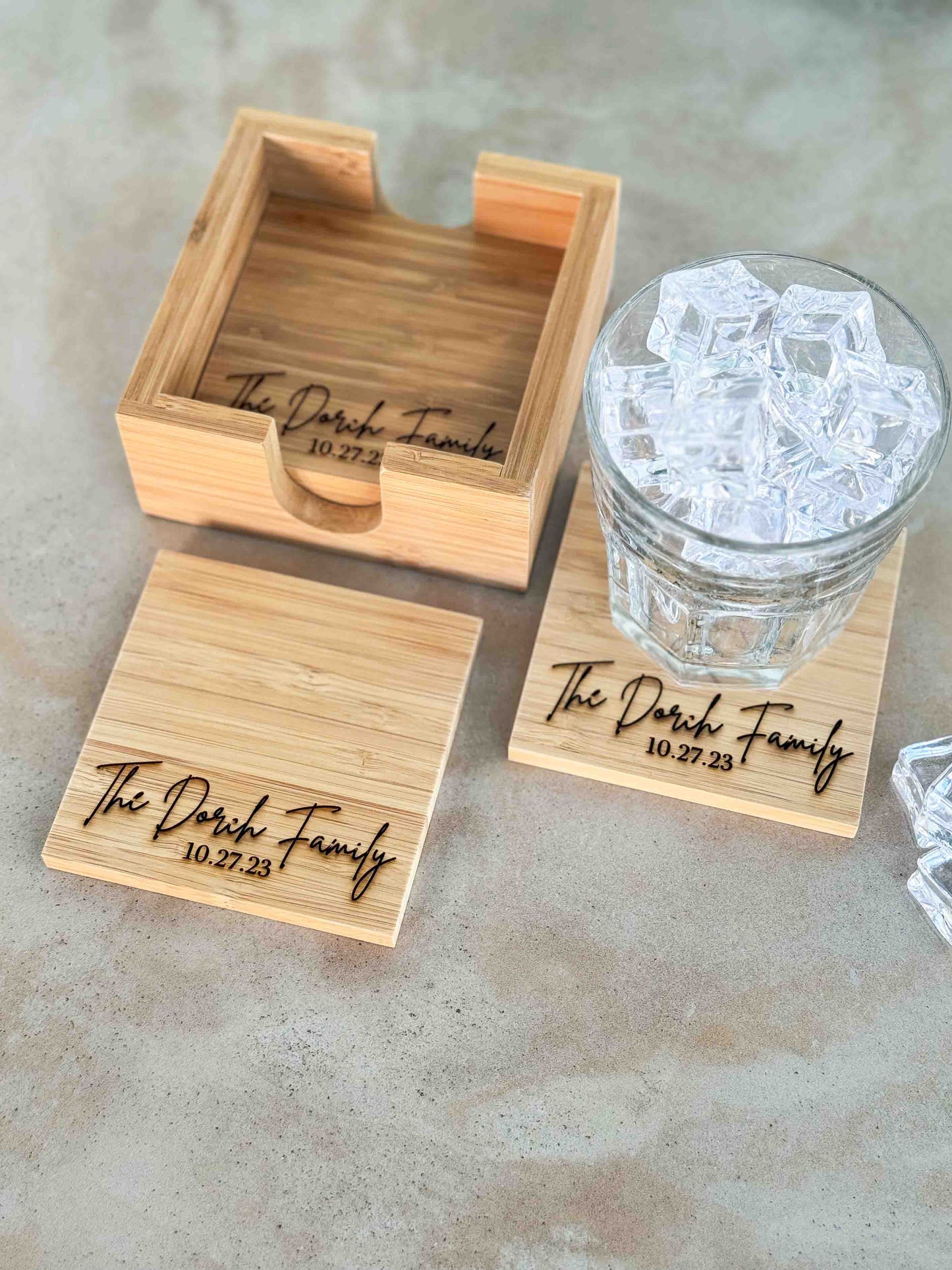 Coasters Bamboo Set with Holder